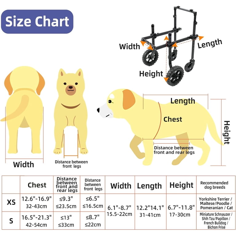 Duuclume 4 Wheels Dog Wheelchair for Small Disabled & Elderly Dogs