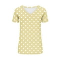 thumbnail image 4 of ZQGJB Summer Womens T-Shirts Dressy Casual Polka Dot Print Short Sleeve V Neck Graphic Tunic Blouse Loose Lightweight Comfy Pullover Tops Multicolor#01 M, 4 of 5