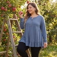 thumbnail image 2 of Agnes Orinda Women's Plus Size St. Patrick's Day Tunic Tops Button Henley V Neck Long Sleeves Ruffled Hem Swing Flowy Blouses 3X Blue, 2 of 8
