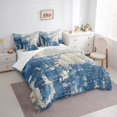 thumbnail image 4 of Manfei Vintage Oil Printing 7-Piece Bedding Comforter Set, Blue Abstract Ombre King Bedding Sets, Teens Kids Adult Men Women Reversible Bed Sheets, Luxury Bedroom Decor, 4 of 8