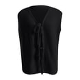 thumbnail image 4 of Huowey Fall Sweater For Women Knit Sweater Vest Sleeveless Solid Color Lace Up Front Open Cardigan Casual Cover Up Tunic Top Soft Stretchy Loose Fit Waistcoat Tops Winter Clothes,Black,L, 4 of 5