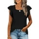 thumbnail image 2 of Tops de cuello cuadrado para mujer, camiseta de manga corta con volantes, blusas tipo túnica de verano holgadas OAVQHLG3B Store  lin121212, 2 of 4