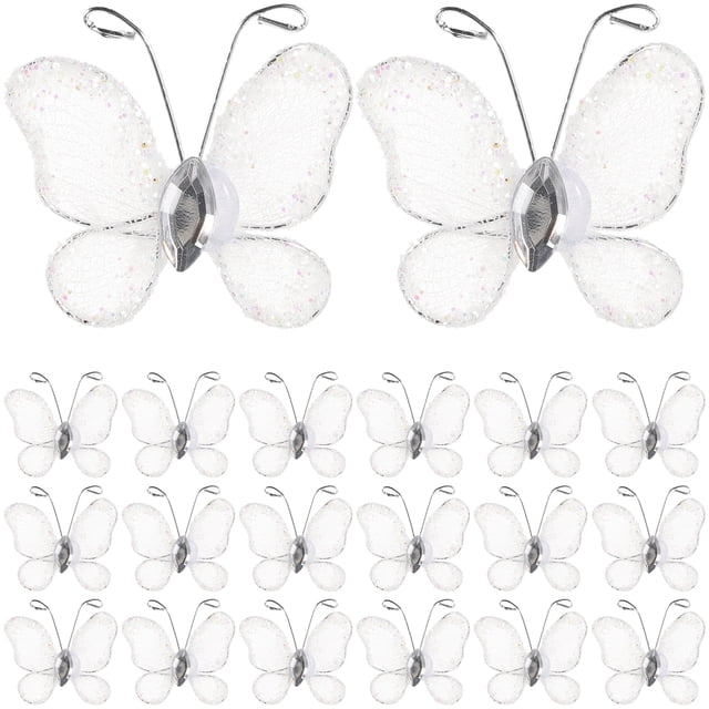 SHISUYAN 50 Pcs Fil de Maille Transparent Pailleté (Blanc)