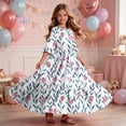 thumbnail image 6 of ITSAME Girls Floral Dress Crew Neck Ruffle 3/4 Sleeve Summer Flowy Casual A-Line Dress Pink Size 8, 6 of 7