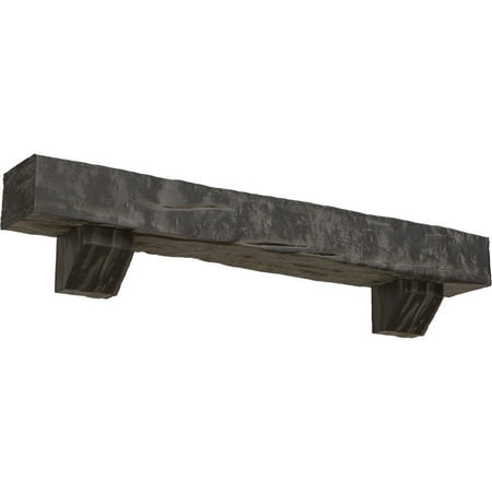 

Ekena Millwork 8 H x 12 D x 48 W Riverwood Faux Wood Fireplace Mantel Kit w/ Ashford Corbels Aged Cedar