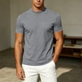 thumbnail image 6 of Mens Mock Neck T Shirts Short Sleeve Mock Turtleneck Undershirt Loose Fit Summer Casual Basic Tees Gray, 6 of 8