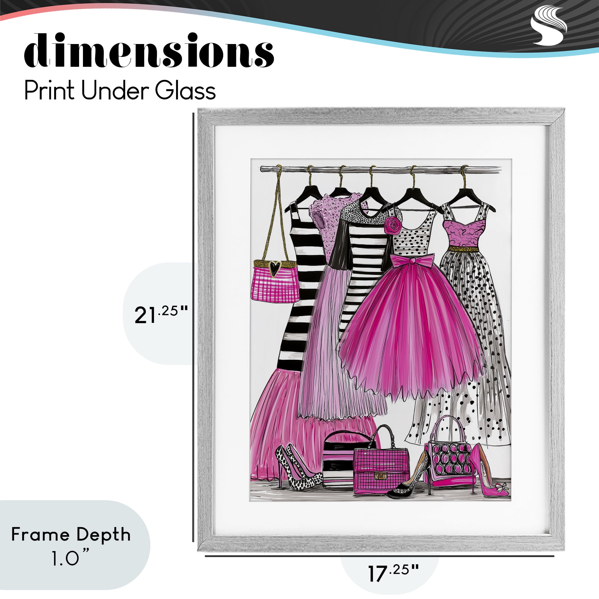Stupell Industries Chic Pink Tulle Dresses Gray Framed Print Under Glass, design by Jess Stempel