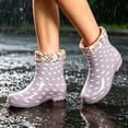 thumbnail image 7 of Womens Polka Dot PVC Waterproof Mid Calf Rain Boots, Floral Cuff Lined, Soft Warm Interior, Pull On Casual Rain Shoes for Daily Outdoor Indoor Wear Gray E, 7 of 7