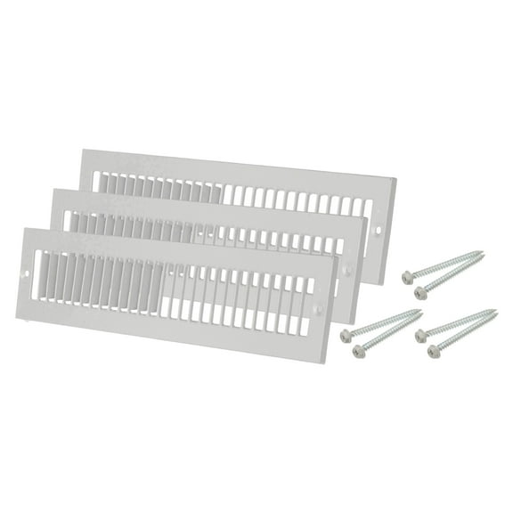 2" x 14" Duct Opening Vent Cover, 3 Pcs Toe Kick Vent Cover HVAC for Wall Floor, Gray-Outer Size: 3.4" x 15.4"