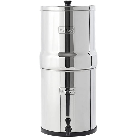Big Berkey Gravity-Fed Stainless Steel Countertop Water Filter System 2.25 Gallon with 2 Authentic Black Berkey Elements BB9-2 Filters