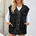 thumbnail image 5 of APEXFWDT Women's Sleeveless Denim Vest V Neck Button Down Jean Waistcoat Jacket Oversized Jean Denim Jacket Vest Top with Pockets, 5 of 6