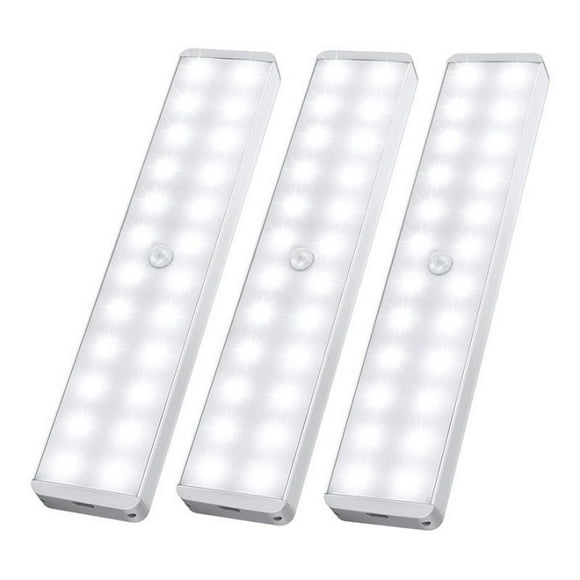 QUETO Lampe de placard LED, plus récent 24 LED gradateur USB rechargeable capteur de mouvement lumière sous l'éclairage de l'armoire avec télécommande, barre lumineuse sans fil Stick-Anywhere Night Sa