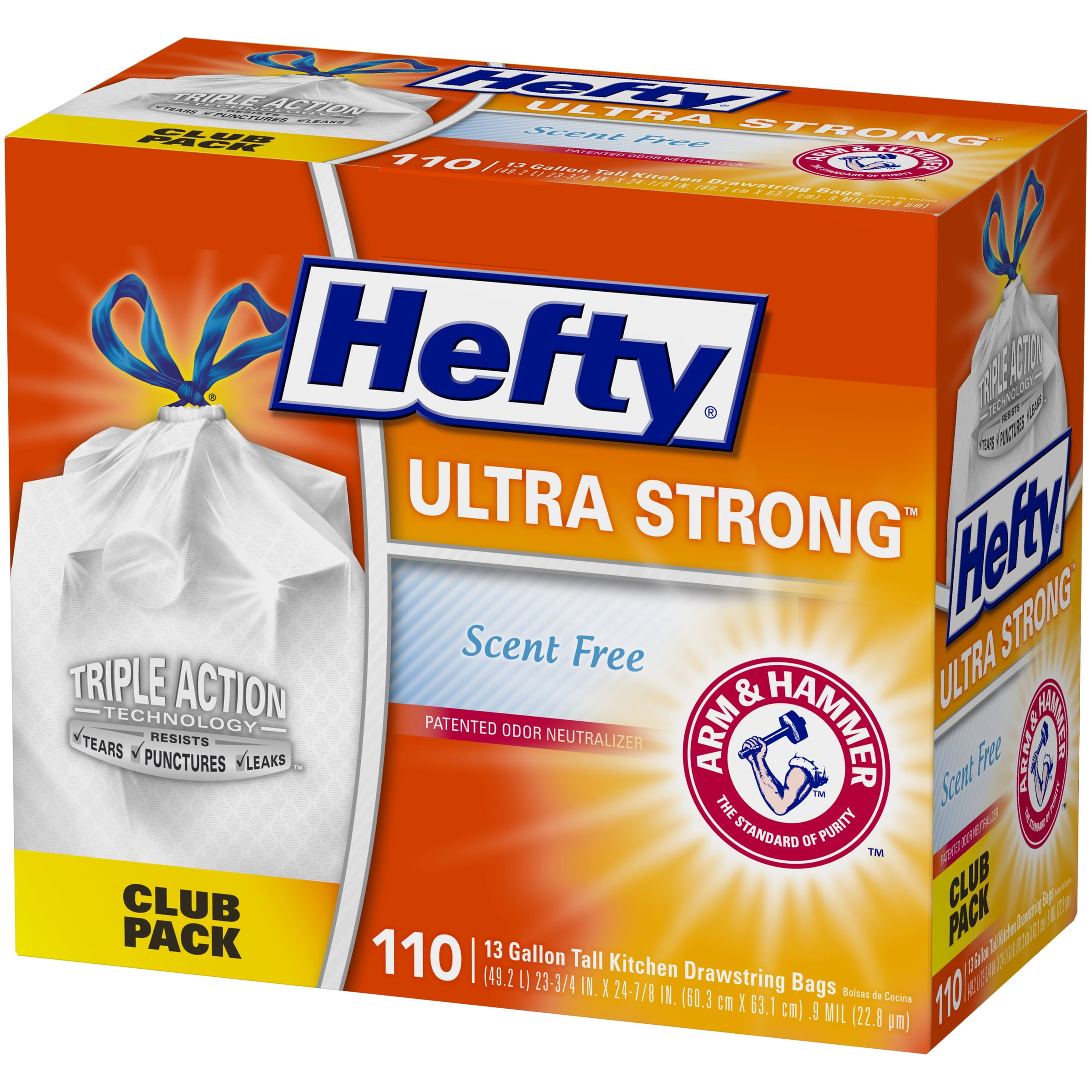Hefty Ultra Strong Scent Free Tall Kitchen 13 Gallon Drawstring Trash Bags  - Shop Trash Bags at H-E-B