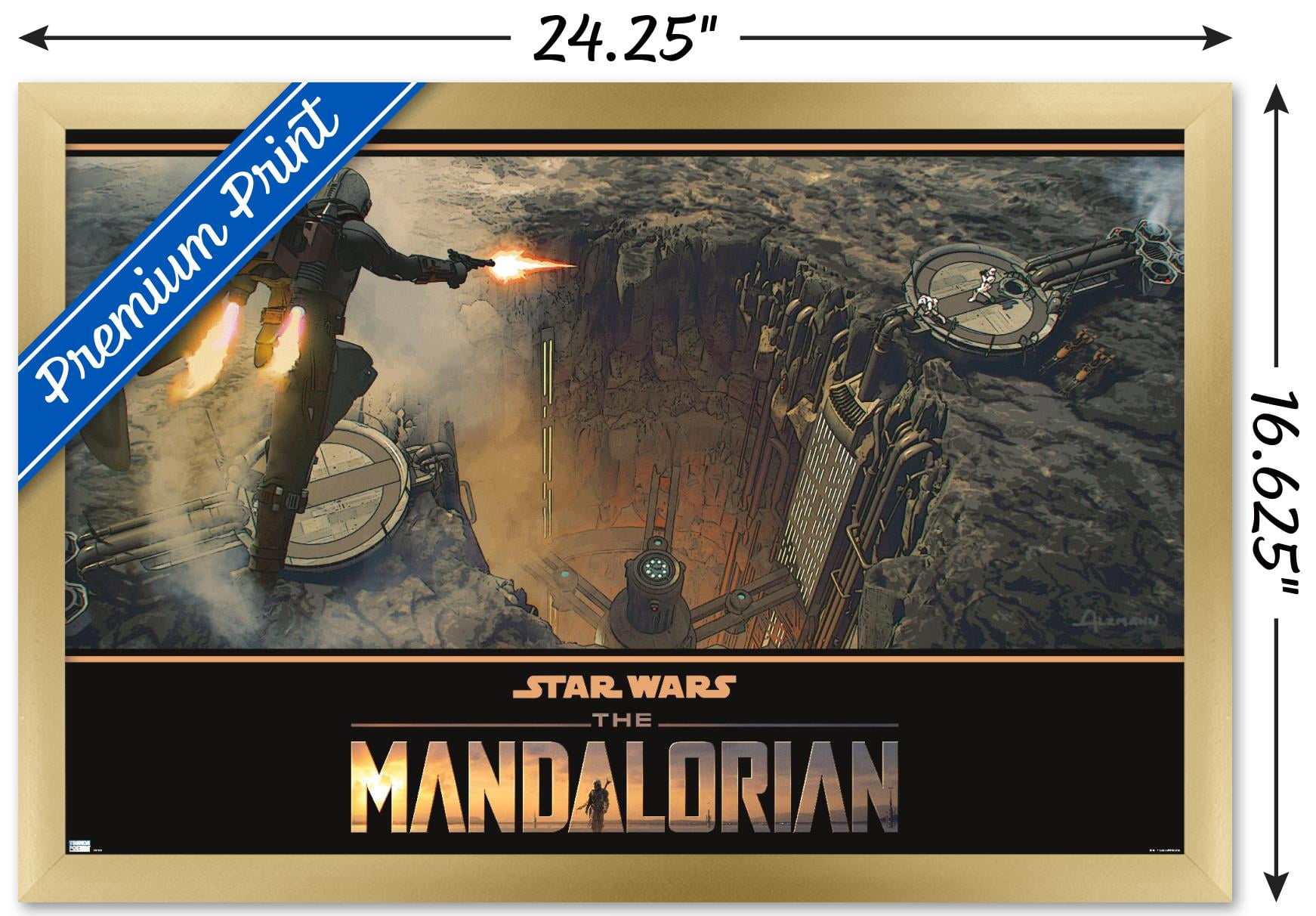 Star Wars: The Mandalorian Season 2 - Base Battle Wall Poster, 14.725" x 22.375", Framed