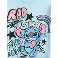 thumbnail image 2 of Stitch Girls Rhinestones Graffiti Graphic Boyfriend Tee with Rhinestones and Bike Shorts Set, 2-Piece, Sizes 4-16, 2 of 3