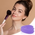 thumbnail image 2 of Unique Bargains 1 Pc Heart Shape Makeup Brush Cleaner Purple, 2 of 6
