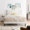 thumbnail image 2 of AENKYO Full Size Platform Bed Frame with Leather Upholstered Headboard, White, 2 of 7