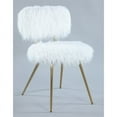thumbnail image 3 of Trent Home Faux Fur Accent Chair in White with Gold Legs, 3 of 7