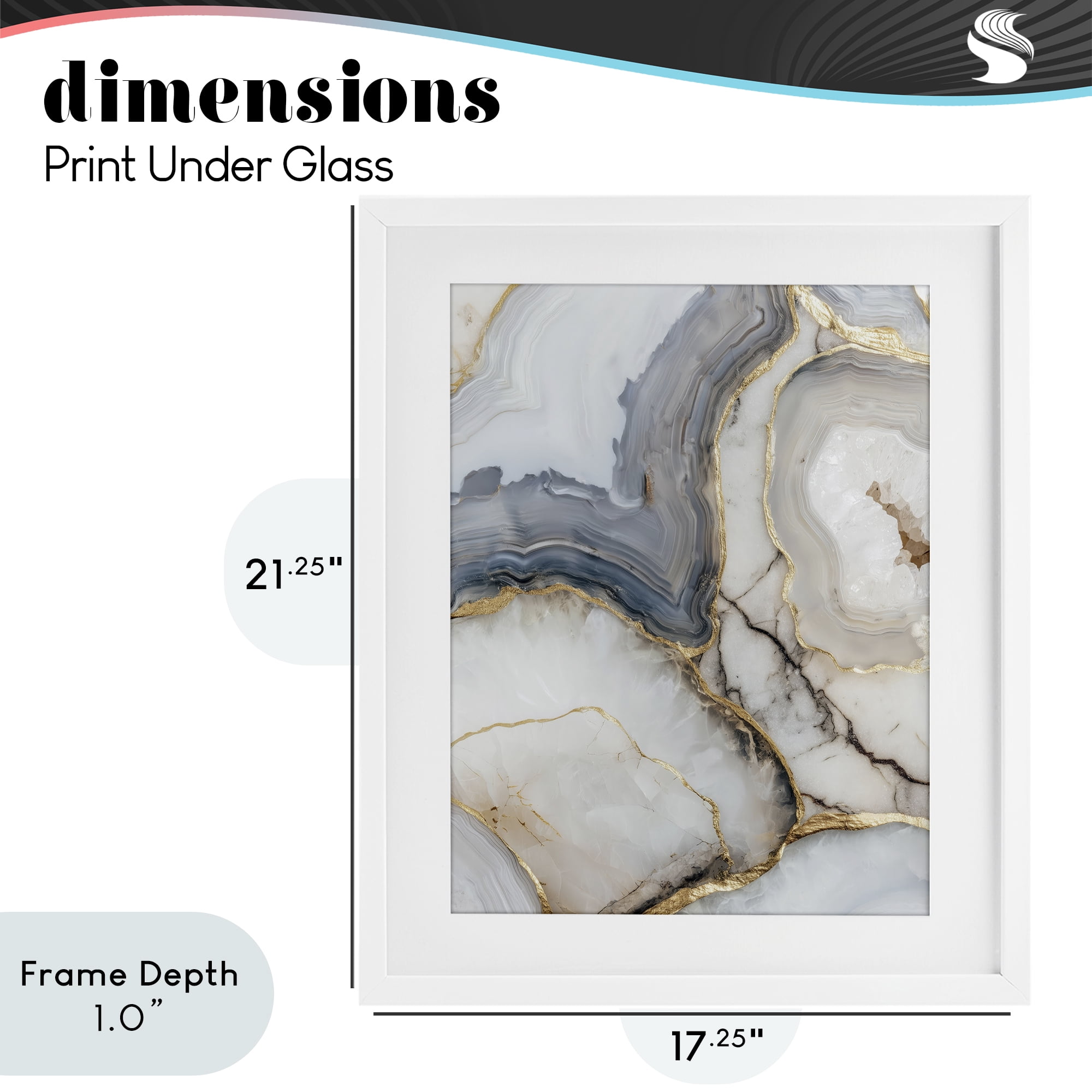 Stupell Industries Crystal Geode with Gold White Framed Print Under Glass, design by Svetlana Aleynikova