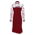 thumbnail image 5 of 2026 Lindreshi Plus Size Dresses for Women on Women Slit Ruffles Hem Floral Pattern Slimming Long Sleeve Lace Mesh Dress, 5 of 6