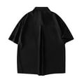 thumbnail image 7 of YYDGH Short Sleeve Button Down Shirts for Men Casual Pleated Asymmetric Design Dress Shirts Wedding 80s Prom Outfits, 7 of 7