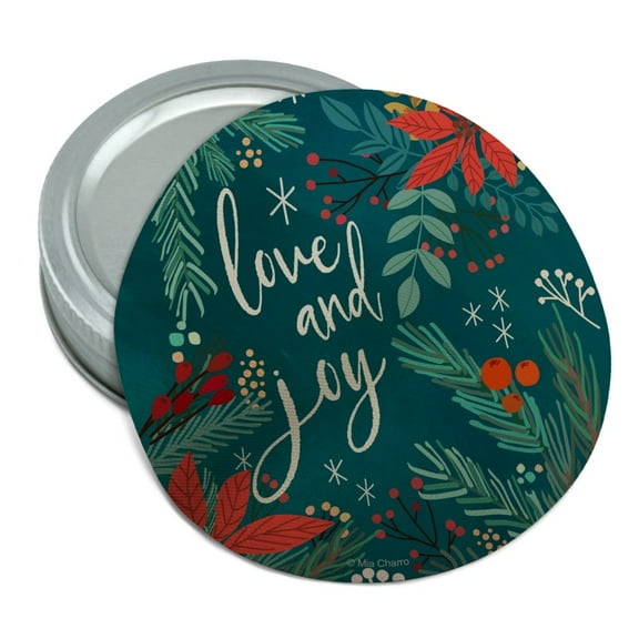 Love and Joy at Christmas Poinsettias Round Rubber Non-Slip Jar Gripper Lid Opener