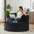 thumbnail image 3 of FFH Round Accent Chair, 48.8" Oversized Living Room Chair, Corduroy Chaise Lounge Chair Indoor, Barrel Chairs for Adults, Black, 3 of 7