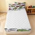 thumbnail image 4 of Erosebridal Monster Truck Zipper Queen Comforter Set with Fitted Sheet and 2 Pillowcases, Checkered Flag Zipper Bedding Set, Green Red, Reversible, 4 of 7
