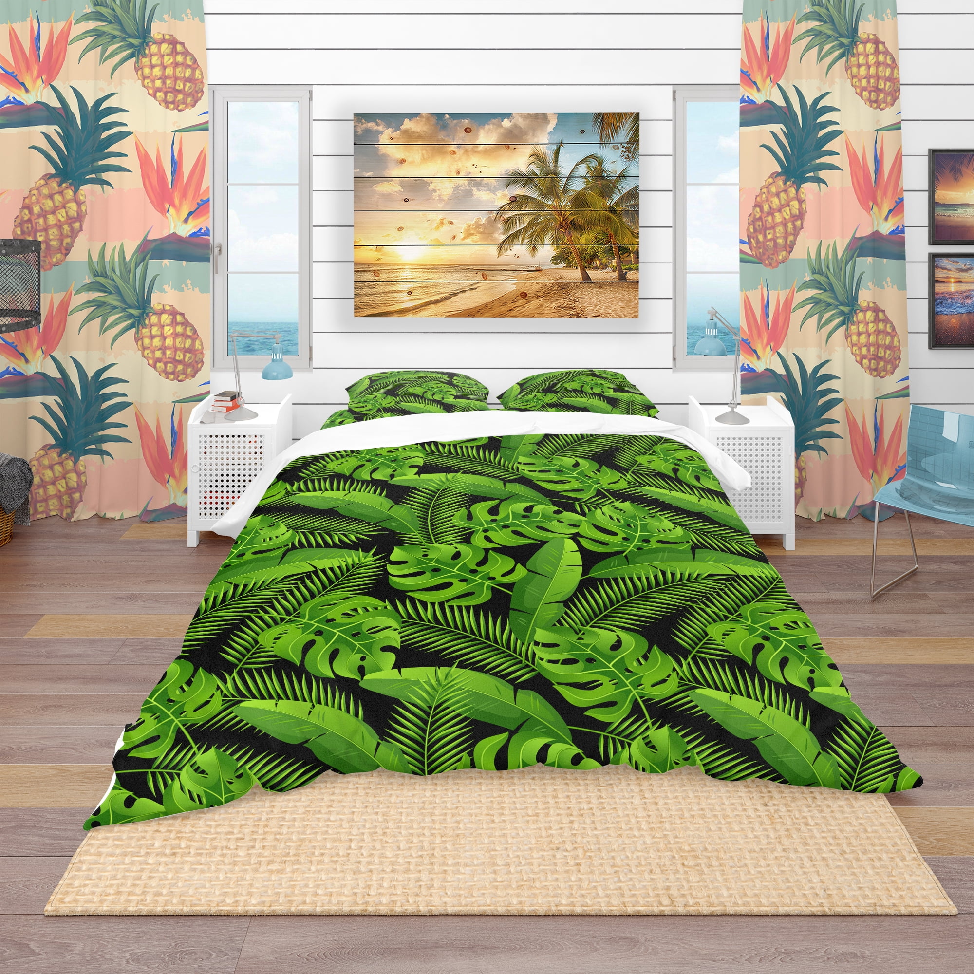 Designart 'Exotic Tropical Plants' Tropical Duvet Cover Set