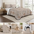 thumbnail image 6 of Twin Quilt Set 68''x86'', Vintage Boho Lightweight Summer Bedspread Coverlet Set with 2 Pillow Shams, Retro Southwestern Ethnic Mexican Floral Breathable All Season Quilt Bedding for Dorm/Bedroom, 6 of 9