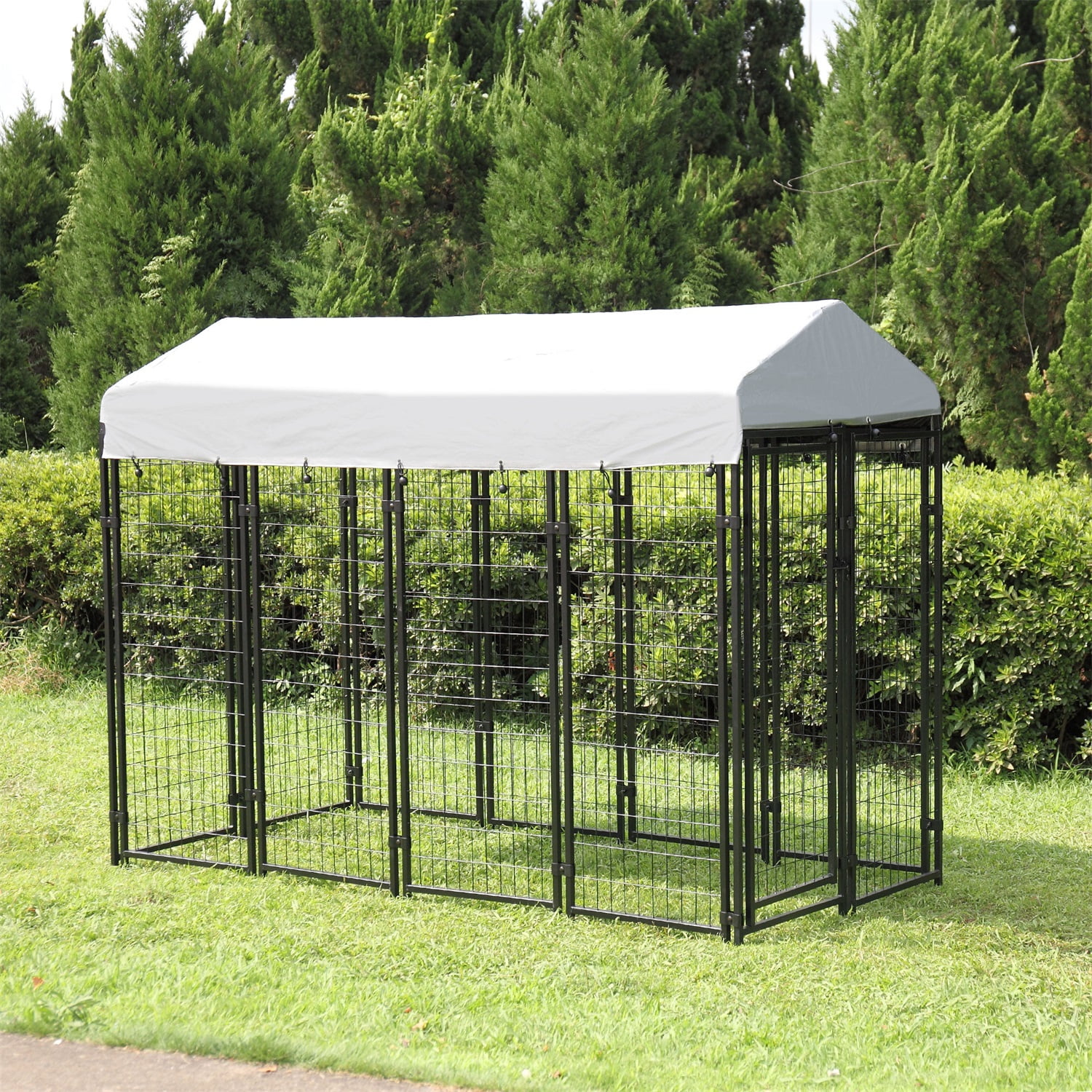 Pefilos 82 Inch Large Dog Playpen Dog Cage Kennel with Roof Cover Heavy Duty Dog Crate for Outdoor Dogs Pen, Black Pefilos 82 Inch Large Dog Playpen Dog Cage Kennel with Roof Cover Heavy Duty Dog Crate for Outdoor Dogs Pen, Black