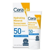 CeraVe Hydrating Face Mineral Sunscreen Lotion SPF 50 for All Skin Types, 2.5 fl oz