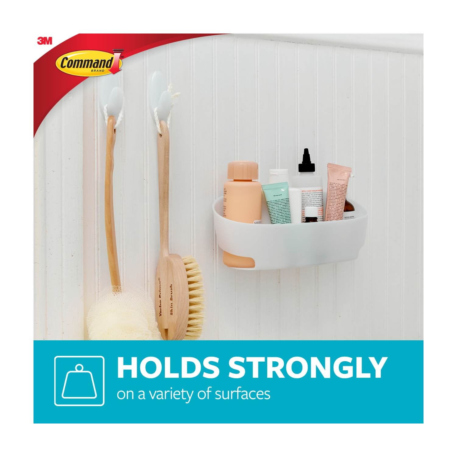 Command 5 Piece Bath Set, 1 Caddy, 1 Soap Dish, 1 Razor Holder, 2 Medium Hooks