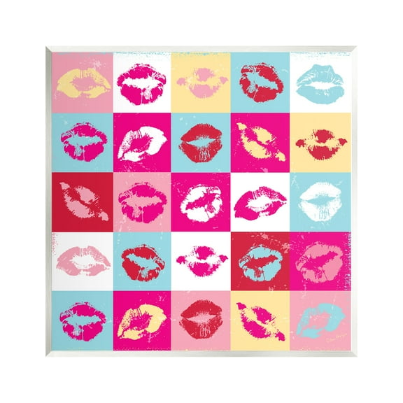 Stupell Industries Pop Style Lip Pattern Abstract Painting Unframed Art Print Wall Art, 12 x 12
