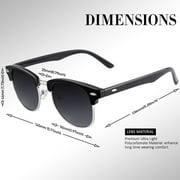 LINVO Polarized Sunglasses for Men and Women Club Semi-rimless Retro Shades for Driving UV 400 Protection-2 Pack