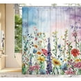 thumbnail image 4 of Farmhouse Rustic Boho Floral Shower Curtain, Colorful Watercolor Wildflower Flower Botanical Shower Curtain, Minimalist Aesthetic Floral Shower curtains for bathroom, with Hooks, 72x84IN(Colorful ), 4 of 5