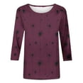 thumbnail image 4 of Ounisa 3/4 Length Sleeve Womens Tops Round Neck Loose Cute Spring Summer Tee Shirts Dressy Casual Print Blouses Tunic, 4 of 9