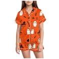 thumbnail image 3 of Leey-World Girls Satin Pajama Set Girls Silk Satin Pajama Set Print Short Sleeve Button Shirts Shorts 2 Sleepwear, 3 of 5