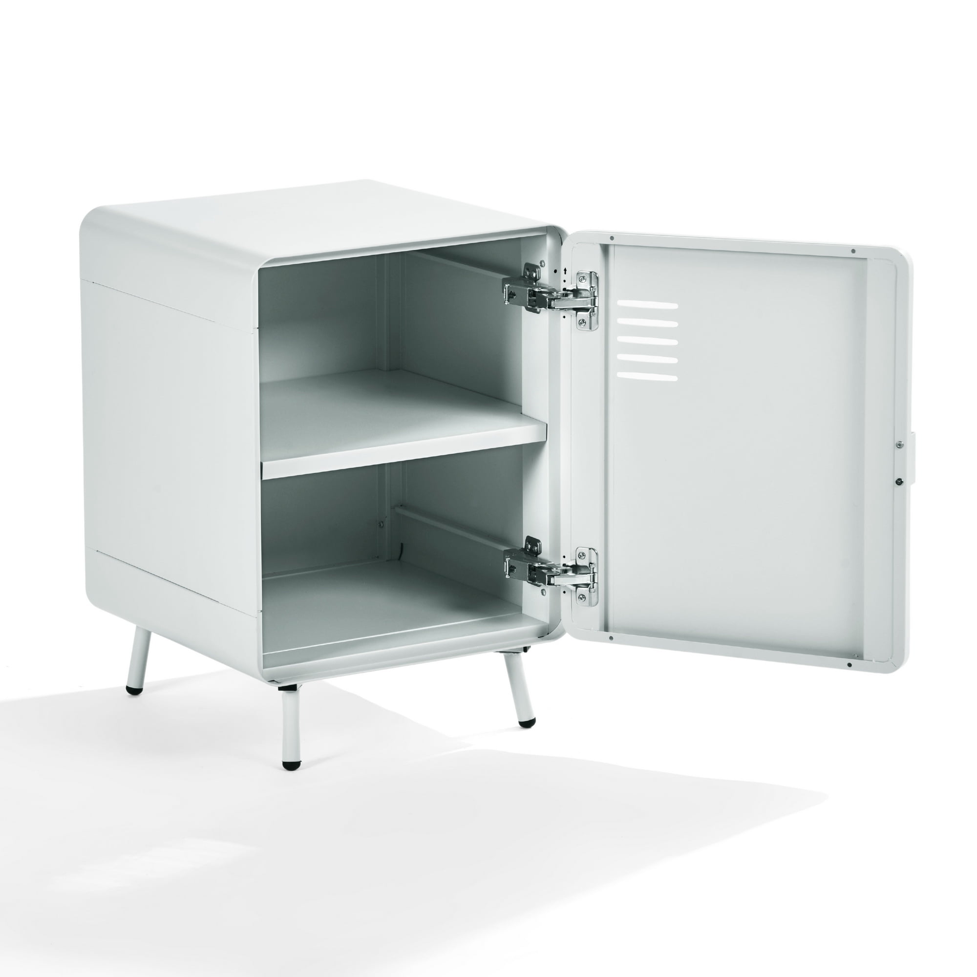 Homy Casa Storage Locker Nightstand with Shelves Metal End Table for Bedroom Dorm Office Chalk White
