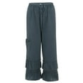 thumbnail image 4 of TRUBKH Linen Pants Women Plain Drawstring Trousers Elastic Ankle Pants Women Flowy Pants Paperbag Pant Long Trousers with Pockets Palazzo Pants Boho Bottoms Drop Crotch Harem Pants Navy L, 4 of 9