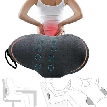 FAMKIT Lumbar Support Pillow, Memory Foam Pillow for Low Back Pain Relief, Ergonomic Streamline Lumbar Pillow for Car Seat, Office Chair, Recliner and Bed, Gray