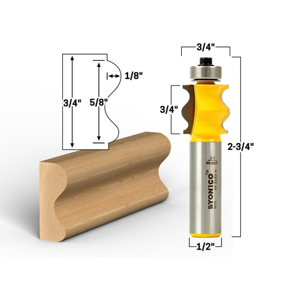 3/4" Picture Frame Molding Router Bit - 1/2" Shank - Yonico 16115