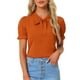 thumbnail image 1 of INSPIRAR CHIC Blusa de manga corta con volantes y cuello de lazo para mujer en rojo anaranjado S, 1 of 6