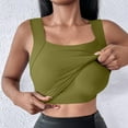 thumbnail image 2 of Brglopf Seamless Workout Yoga Tank Tops for Women Crew Neck Padded Sleeveless Shirts Athletic Camisole Tops with Built in Bra(Green,XXL), 2 of 9