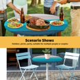 thumbnail image 6 of Elastic Fitted Round Tablecloth, Blue Aqua Ombre Waterproof Stretch Table Cover for 36"-44" Tables, Modern Abstract Art Farmhouse Striped Washable Outdoor Tablecloths for Patio, Picnic, Camping, 6 of 9