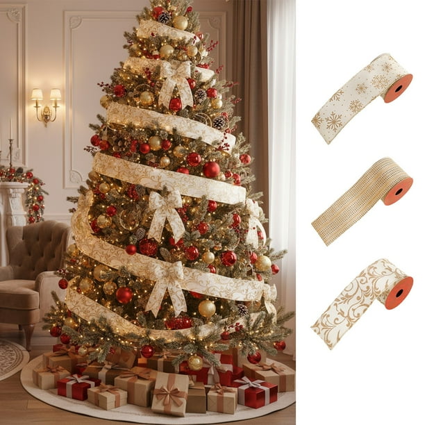 Corona navideña de cinta, cinta con lentejuelas adhesivas, árbol de ratán hueco, ambiente festivo navideño, fácil montaje, acabado de lentejuelas de primera calidad, para sala de estar o