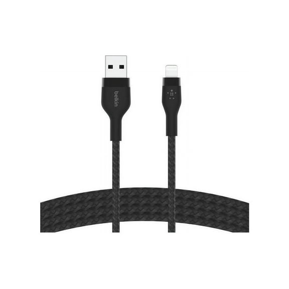 Belkin BoostCharge Pro Flex Braided USB Type A to Lightning Cable (2M/6.6FT), MFi Certified Charging Cable for iPhone 14, 13, 12, 11, Pro, Max, Mini, SE, iPad - Black