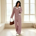thumbnail image 4 of Stralyhd Women's 2 Piece Lounge Set Summer Oversized Set Loose Casual Polo Shirts Pants Outfits Striped Vacation Matching Set Red XS, 4 of 6