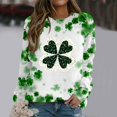 thumbnail image 2 of Plebaso Chandail en Molleton de la Saint-Patrick pour Femmes Imprimé Trèfle Col Rond Manches Longues Chandail P-5TG, 2 of 4