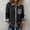 Black, variant on Button up Jacket for Women Fall Trucker Coat Women Slim Color Block Long Sleeve Collared Casual Outerwear Green S
